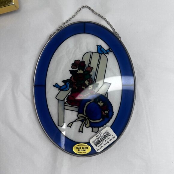 Handpainted Joan Baker Design Oval Suncatcher NEW Adirondack Chair Stained Glass - Picture 3 of 10